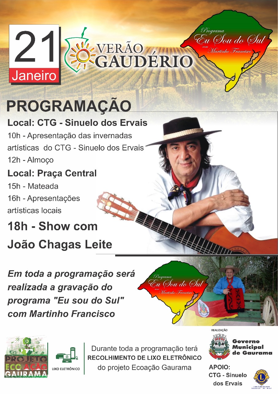 Ir para  <p>Buscando cultivar as tradi&ccedil;&otilde;es ga&uacute;chas, no pr&oacute;ximo domingo (21), teremos no munic&iacute;pio de Gaurama um dia para prestigiar a cultura do nosso estado.</p>

<p>A...